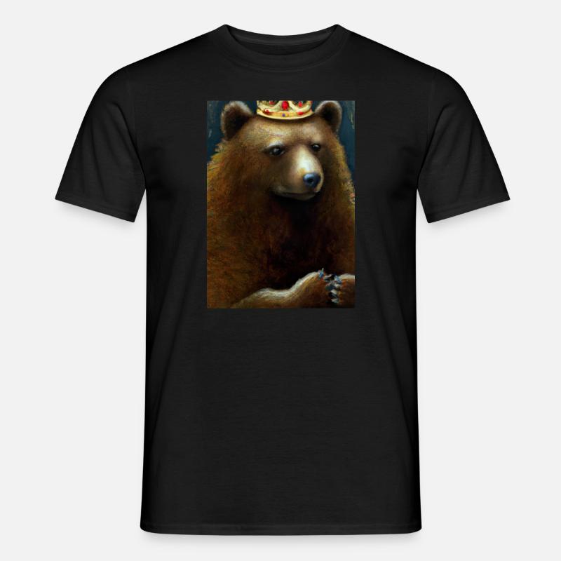 Bär mit Krone - Männer T-Shirt - Schwarz