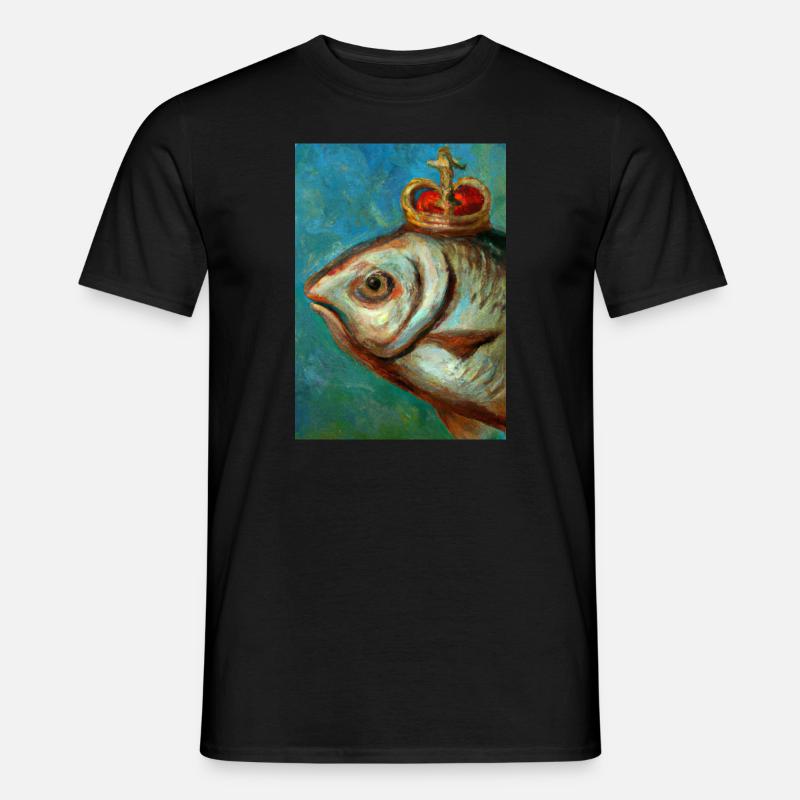 Fisch mit Krone - Männer T-Shirt - Schwarz