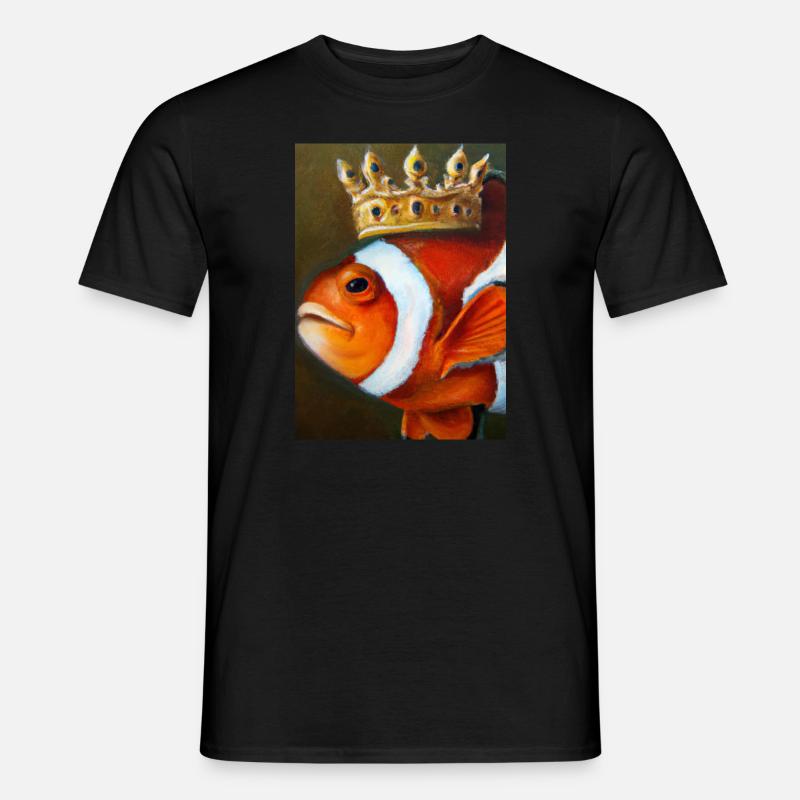 Clownfisch mit einer Krone - Männer T-Shirt - Schwarz