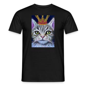 Katze mit Krone - Männer T-Shirt - Schwarz - Vorne - AI Model Male 178 light (178cm)