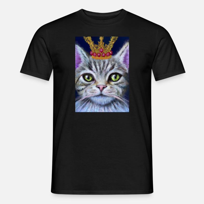 Katze mit Krone - Männer T-Shirt - Schwarz
