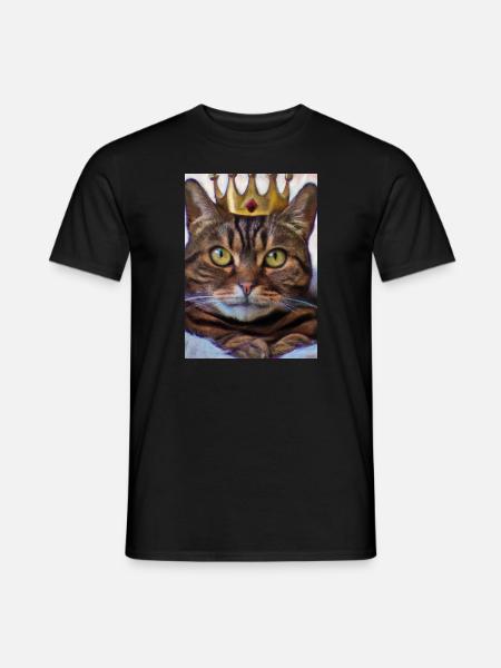 Katze mit Krone - Männer T-Shirt - Schwarz