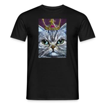 Katze mit Krone - Männer T-Shirt - Schwarz - Vorne - AI Model Male 178 light (178cm)
