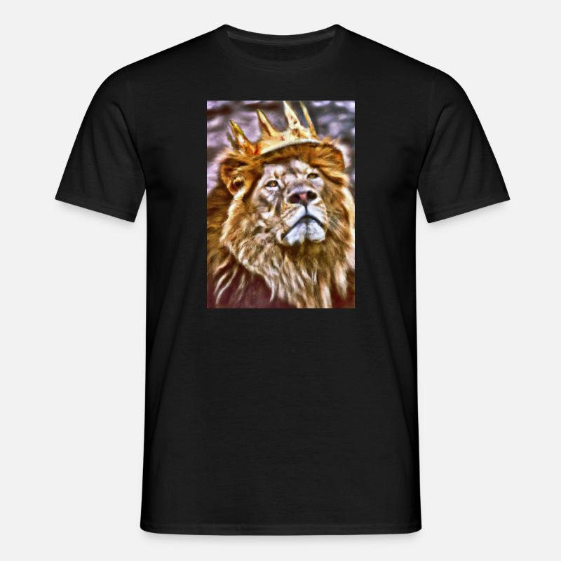 Löwe mit Krone - Männer T-Shirt - Schwarz