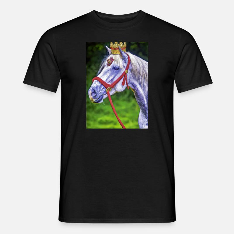 Pferd mit Krone - Männer T-Shirt - Schwarz