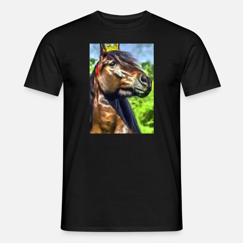 Pferd mit Krone - Männer T-Shirt - Schwarz