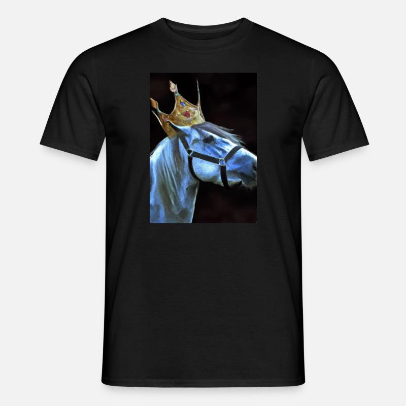 Pferd mit Krone - Männer T-Shirt - Schwarz