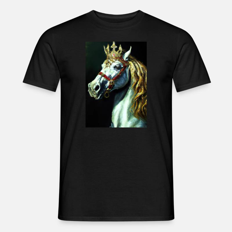 Pferd mit Krone - Männer T-Shirt - Schwarz