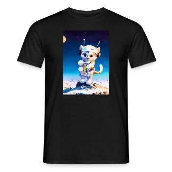 Astronautenkatze - Männer T-Shirt - Schwarz - Vorne - AI Model Male 178 light (178cm)