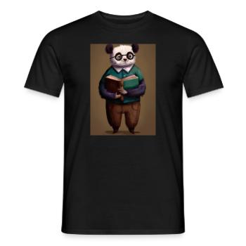 Bibliothekar Panda - Männer T-Shirt - Schwarz - Vorne - AI Model Male 178 light (178cm)