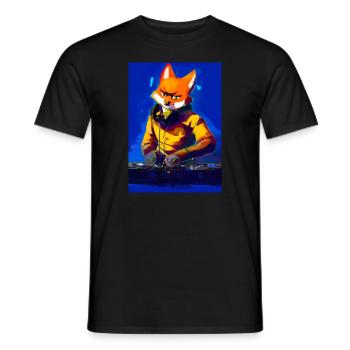 Fox am DJ-Pult - Männer T-Shirt - Schwarz - Vorne - AI Model Male 178 light (178cm)