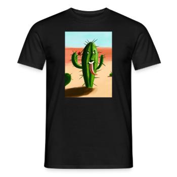 Lachender Kaktus in der Wüste - Männer T-Shirt - Schwarz - Vorne - AI Model Male 178 light (178cm)