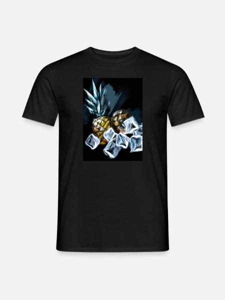 Ananas und Eiswürfel - Männer T-Shirt - Schwarz