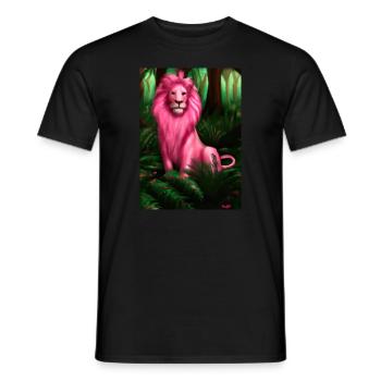 Rosa Löwe - Männer T-Shirt - Schwarz - Vorne - AI Model Male 178 light (178cm)