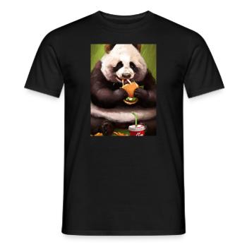 Panda isst Fast Food - Männer T-Shirt - Schwarz - Vorne - AI Model Male 178 light (178cm)