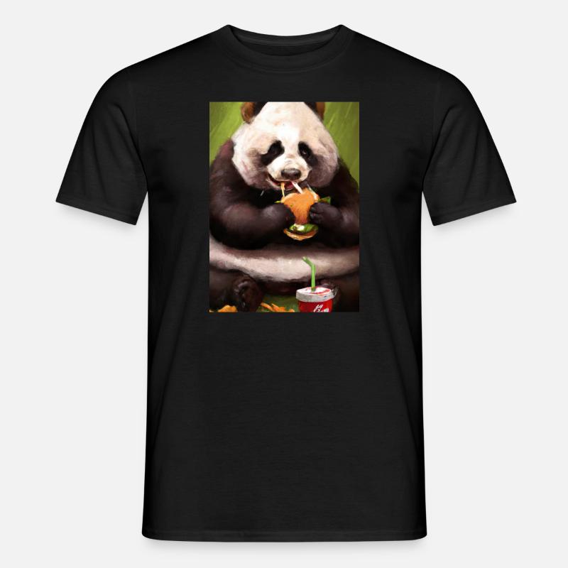 Panda isst Fast Food - Männer T-Shirt - Schwarz