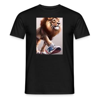 Löwe trägt Turnschuhe - Männer T-Shirt - Schwarz - Vorne - AI Model Male 178 light (178cm)