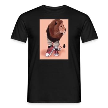 Löwe trägt Turnschuhe - Männer T-Shirt - Schwarz - Vorne - AI Model Male 178 light (178cm)