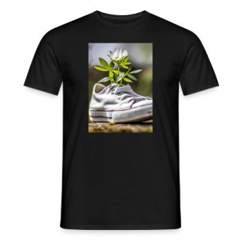 Weißer Sneaker mit Blumen - Männer T-Shirt - Schwarz - Vorne - AI Model Male 178 light (178cm)