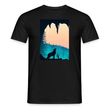 Wolf bei Nacht - Männer T-Shirt - Schwarz - Vorne - AI Model Male 178 light (178cm)