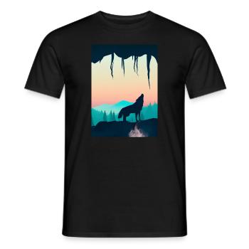 Wolf bei Nacht - Männer T-Shirt - Schwarz - Vorne - AI Model Male 178 light (178cm)