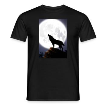 Wolf bei Nacht - Männer T-Shirt - Schwarz - Vorne - AI Model Male 178 light (178cm)