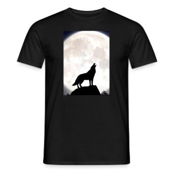 Wolf bei Nacht - Männer T-Shirt - Schwarz - Vorne - AI Model Male 178 light (178cm)
