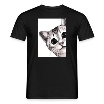 Niedliche Katze Zeichnung - Männer T-Shirt - Schwarz - Vorne - AI Model Male 178 light (178cm)