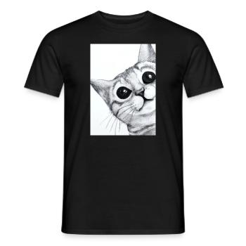 Niedliche Katze Zeichnung - Männer T-Shirt - Schwarz - Vorne - AI Model Male 178 light (178cm)