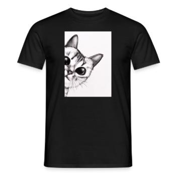 Niedliche Katze Zeichnung - Männer T-Shirt - Schwarz - Vorne - AI Model Male 178 light (178cm)
