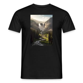 Wasserfall in der Natur - Männer T-Shirt - Schwarz - Vorne - AI Model Male 178 light (178cm)