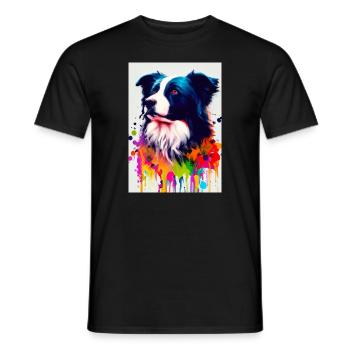 Bunter Border Collie - Männer T-Shirt - Schwarz - Vorne - AI Model Male 178 light (178cm)