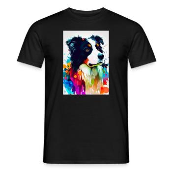 Bunter Border Collie - Männer T-Shirt - Schwarz - Vorne - AI Model Male 178 light (178cm)