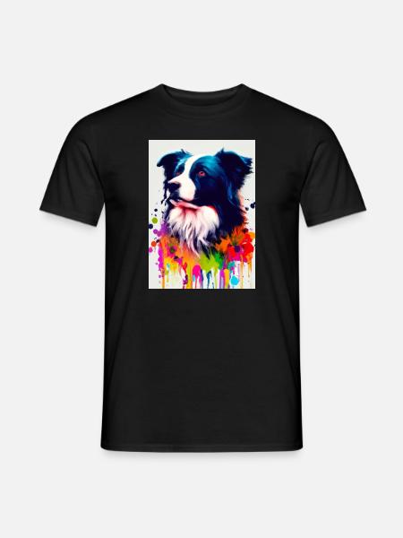 Bunter Border Collie - Männer T-Shirt - Schwarz