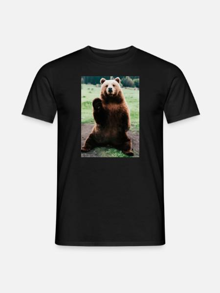 Niedlicher Hallo-Bär - Männer T-Shirt - Schwarz