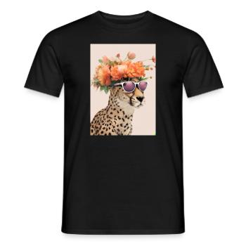 Blumenmode Löwe - Männer T-Shirt - Schwarz - Vorne - AI Model Male 178 light (178cm)
