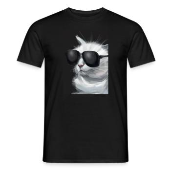 Katze mit Sonnenbrille - Männer T-Shirt - Schwarz - Vorne - AI Model Male 178 light (178cm)