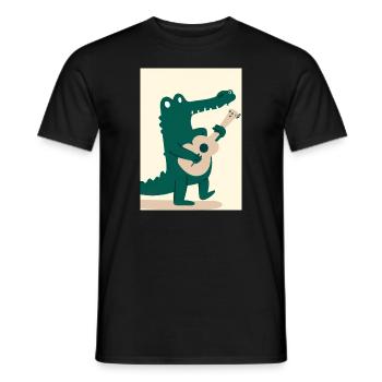 Krokodil spielt Gitarre - Männer T-Shirt - Schwarz - Vorne - AI Model Male 178 light (178cm)