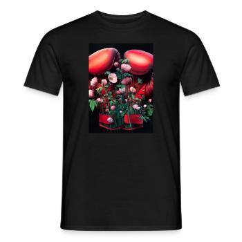 Blumen-Boxen - Männer T-Shirt - Schwarz - Vorne - AI Model Male 178 light (178cm)