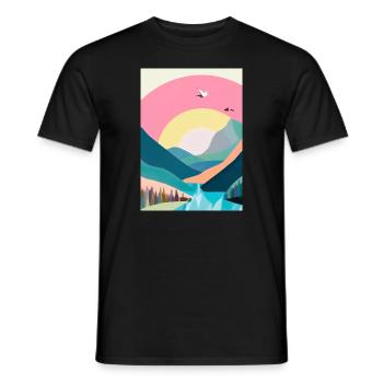 Wald Berge Sonnenuntergang - Männer T-Shirt - Schwarz - Vorne - AI Model Male 178 light (178cm)
