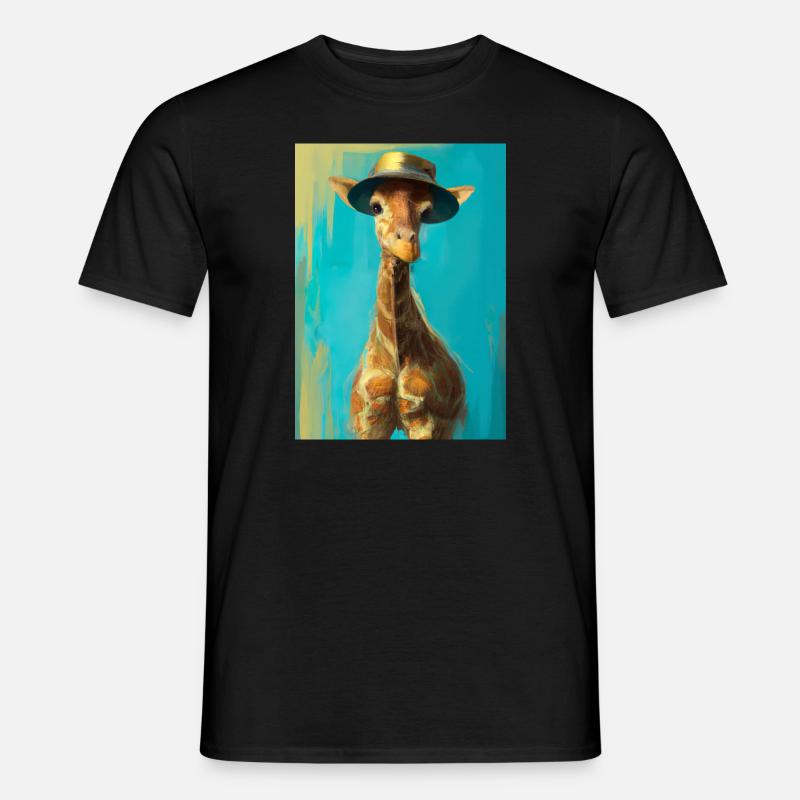 Giraffe mit Hut - Männer T-Shirt - Schwarz