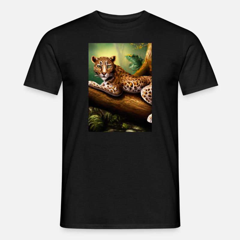 Leopard liegt auf Baum - Männer T-Shirt - Schwarz