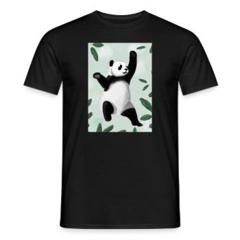 Panda zwischen Blättern - Männer T-Shirt - Schwarz - Vorne - AI Model Male 178 light (178cm)