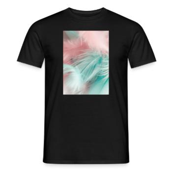Pastellfarbene Federn - Männer T-Shirt - Schwarz - Vorne - AI Model Male 178 light (178cm)
