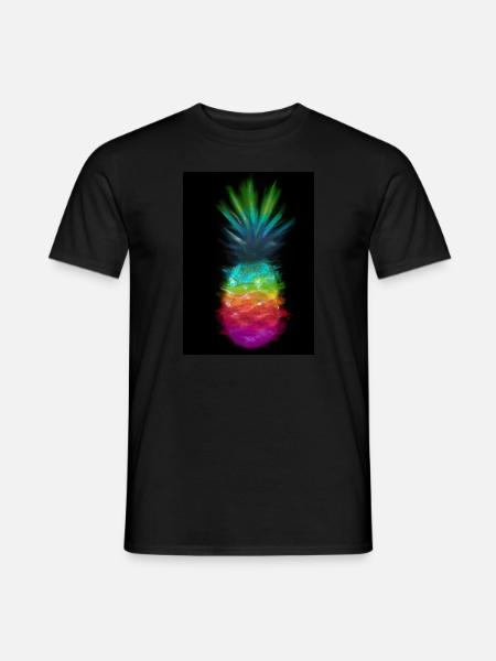 Regenbogen Ananas - Männer T-Shirt - Schwarz