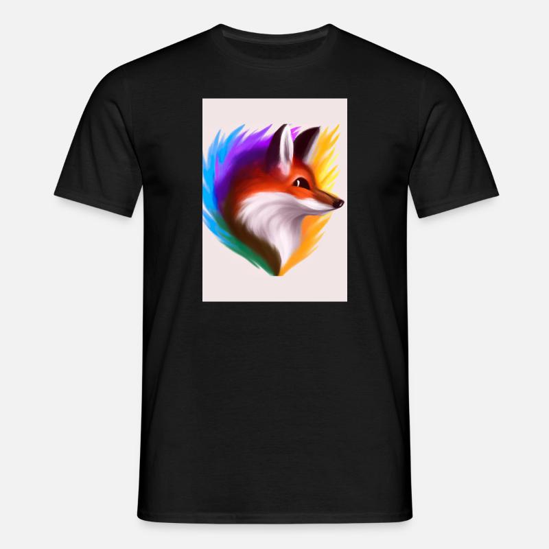 Regenbogenfuchs - Männer T-Shirt - Schwarz