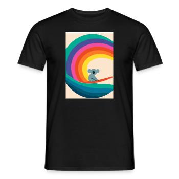 Surfender Regenbogen-Koala - Männer T-Shirt - Schwarz - Vorne - AI Model Male 178 light (178cm)