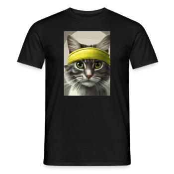 Tennis-Katze - Männer T-Shirt - Schwarz - Vorne - AI Model Male 178 light (178cm)