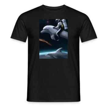 Astronaut reitet auf einem Delphin im Weltraum - Männer T-Shirt - Schwarz - Vorne - AI Model Male 178 light (178cm)