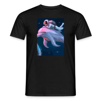 Astronaut reitet auf einem Delphin im Weltraum - Männer T-Shirt - Schwarz - Vorne - AI Model Male 178 light (178cm)